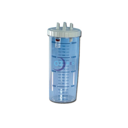 Vaso in Makrolon con coperchio e valvola per aspiratori Tobi Clinic, Hospital, Clinic Plus e Hospi Plus