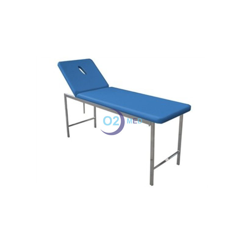 Lettino classico da visita medica blu con schienale reclinabile con Foro - distribuito da O2 Med Lettino classico da visita medica blu con schienale reclinabile con Foro - distribuito da O2 Med